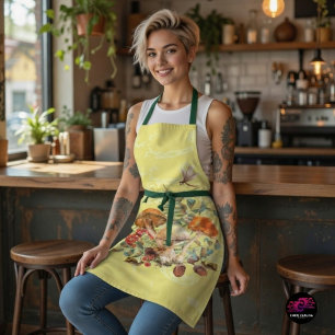 Tablier Champignons, libellules, papillons et escargots