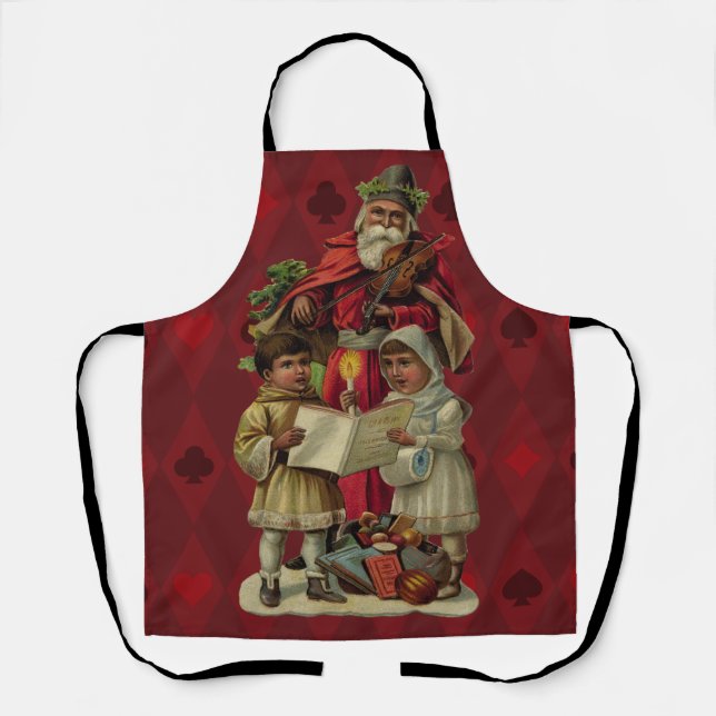 Tablier Chant vintage de musique de Noël Père Noël (Recto)