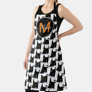 Tablier Chapeau de sorcière Halloween et monogramme de cha