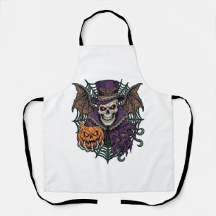 Tablier Chapeau Haut de Forme Crâne de Halloween Ailes de