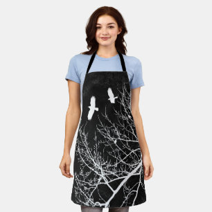 Tablier Charcharbon Noir Corbeaux gothiques Arbres Apron g