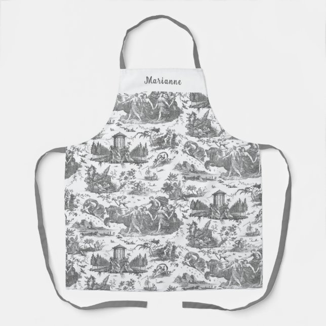 Tablier Chariot français personnalisé de Dawn Toile-Grey (Recto)