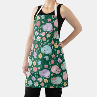 Tablier Charming Pastel Kawaii Cat and Floral