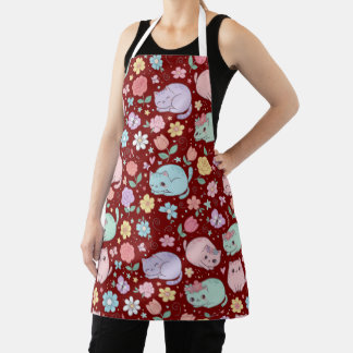 Tablier Charming Pastel Kawaii Cat and Floral