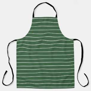 Tablier Chasseur Vert et blanc mince Horizontal rayé