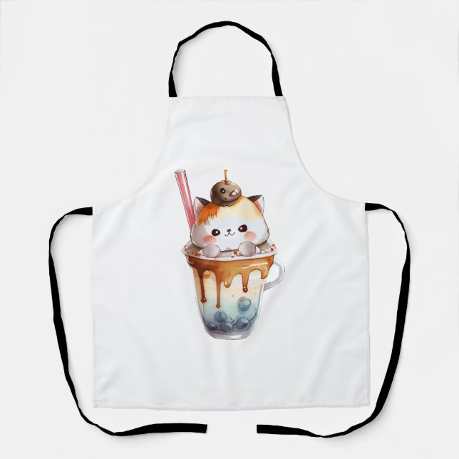 Tablier Chat Boba Tea Buble Tea Anime Kawaii Neko (Recto)