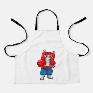 Tablier Chat Boxe avec gants de boxe