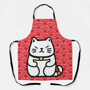 Tablier Chat chanceux japonais ou Maneki-Neko