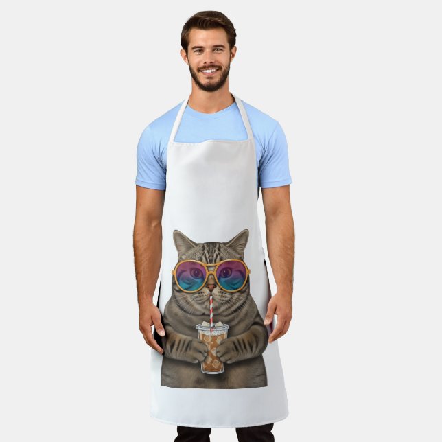 Tablier Chat coloré Barista Apron - Cute Coffee Lover Gif (Porté)