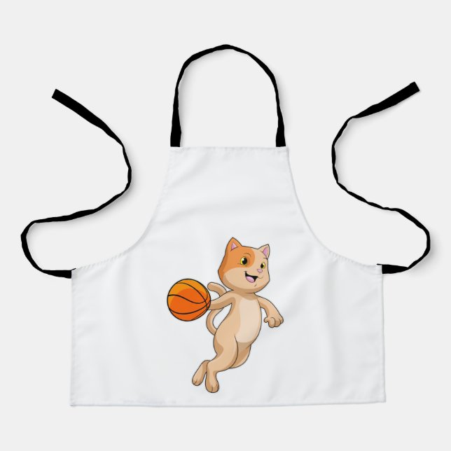 Tablier Chat comme joueur de basket-ball avec basket-ball (Recto)