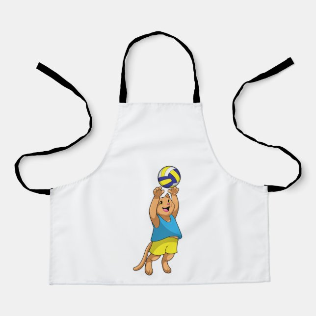 Tablier Chat comme joueur de volley-ball avec volleyball (Recto)