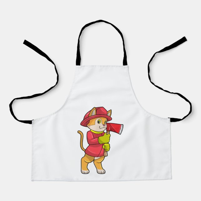 Tablier Chat comme pompier avec Ax (Recto)