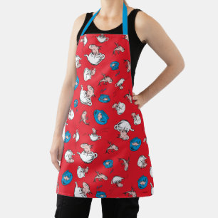 Tablier Chat Dans Le Casquette   Le Motif rouge poisson