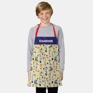 Tablier Chat Dans Le Casquette   Motif jaune