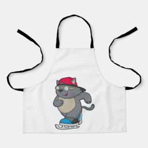 Tablier Chat en patinage sur glace avec patins sur glace