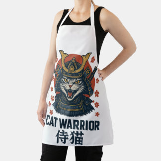Tablier Chat Guerrier Samurai - Fierce Chat Japonais en Ar