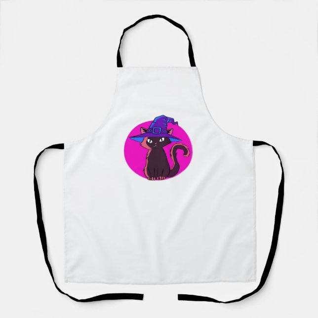 Tablier Chat Halloween Cute T-Shirt surdimensionné (Recto)