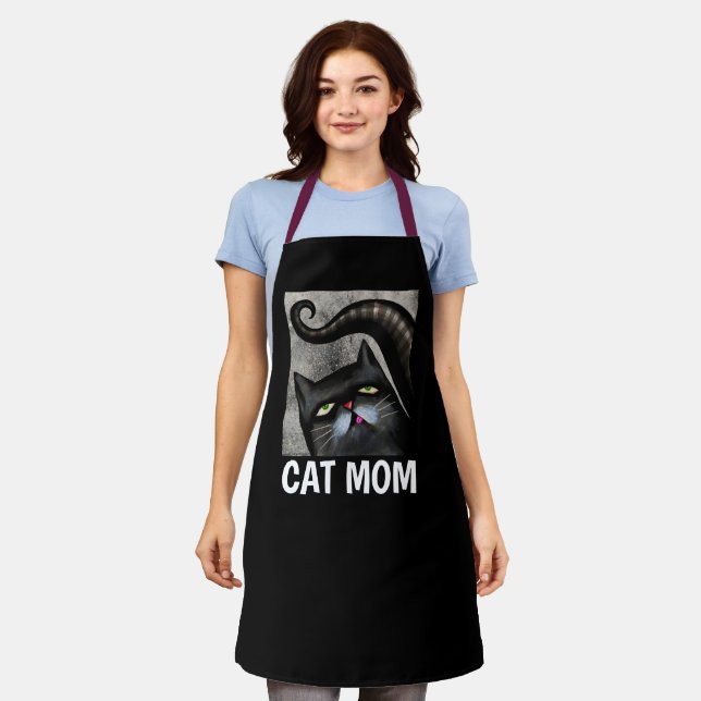 TABLIER CHAT MOM NOIR CHAT ART CUISINE APRONS (Porté)