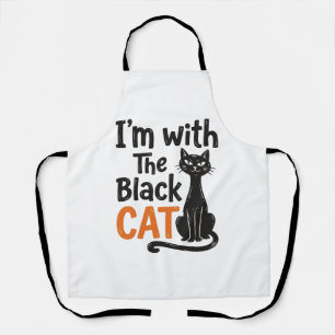 Tablier Chat noir drôle gravure vintage Halloween Design