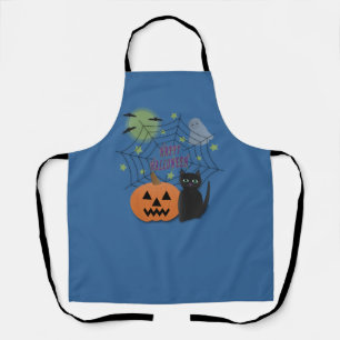 Tablier Chat noir et Citrouille pas effrayant Halloween