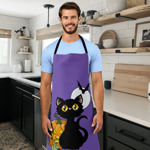Tablier Chat noir mignon violet effrayant Halloween Citrou