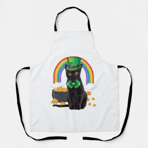 Tablier Chat noir Saint-Patrick Leprechaun Trèfle