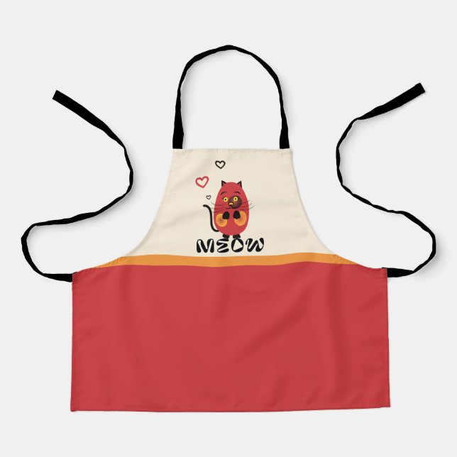 Tablier Chat rouge mignon (Recto)
