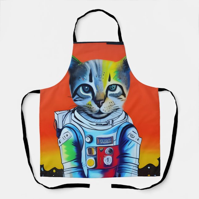 Tablier Chat spatial astronaute (Recto)