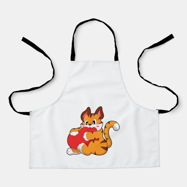 Tablier Chat tigre à l'amour avec coeur.PNG (Recto)
