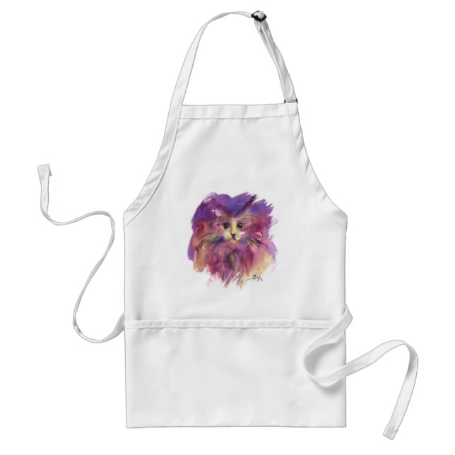 TABLIER CHATON VIOLET, PORTRAIT DE CHAT (Devant)