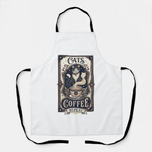 Tablier Chats Café Répéter Chat Café Vintage Vector Art S