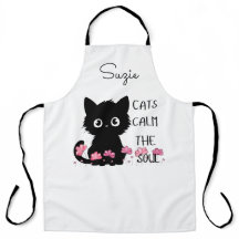 Chats Calmer l'âme mignonne Chat noir en Fleurs ro