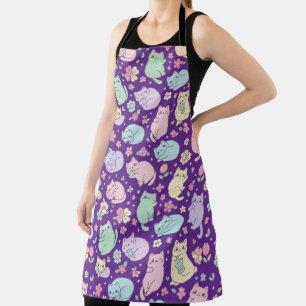 Tablier Chats et fleurs pastel Kawaii en motif 