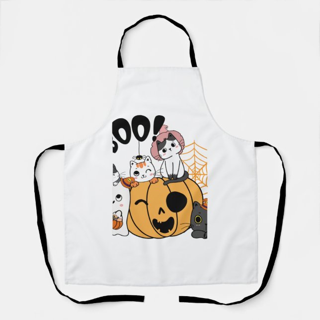 Tablier Chats S'Amusant Sur Sticker Halloween (Recto)