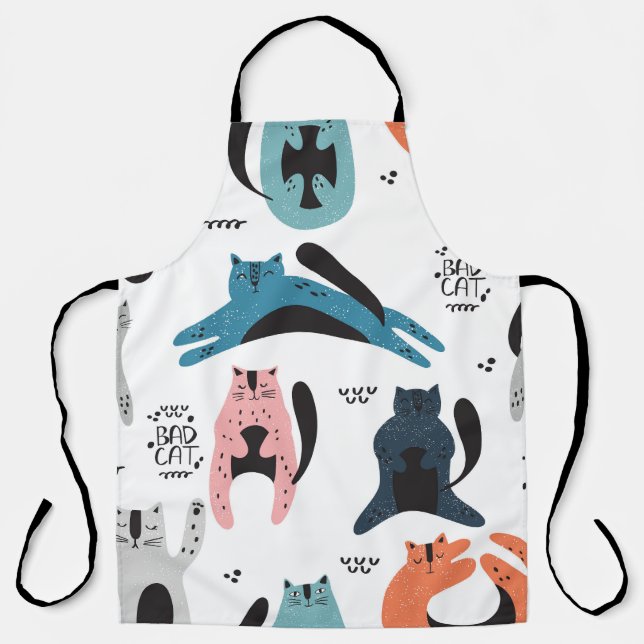 Tablier Chats scandinaves : Design textile Vintage. (Recto)