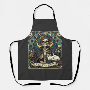 Tablier Chatte Dame Haloween Squelette Floral Lune Boussol