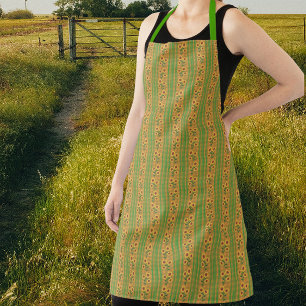 Tablier Chaumière Marron Vert Jaune Tournesols