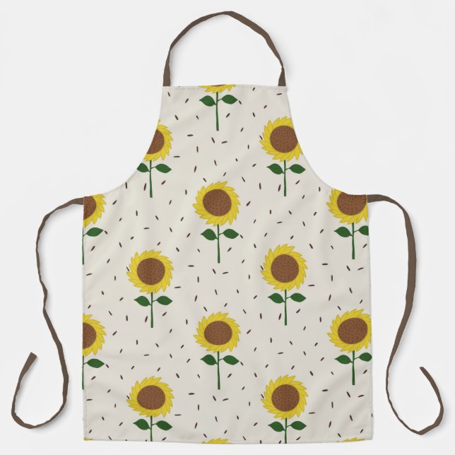Tablier Cheerful Sunflower Pattern Apron | Original Hand-D (Recto)