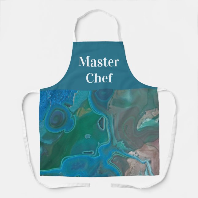 Tablier Chef Abstrait Blue Green Swirled Gemstone (Recto)