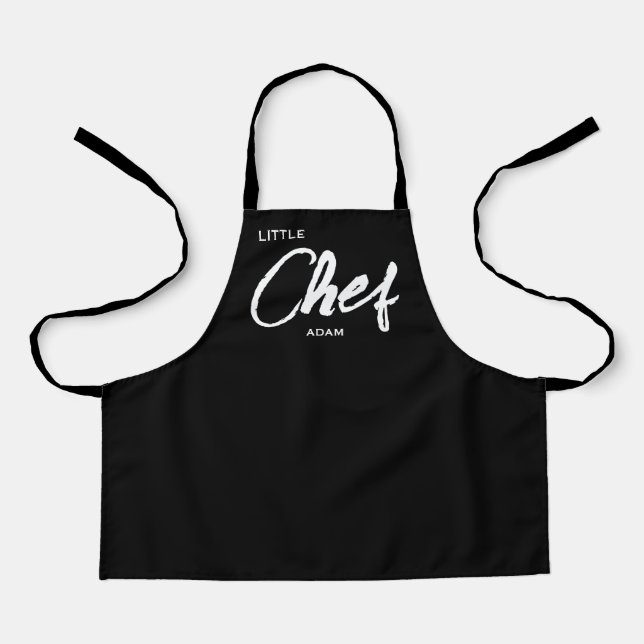Tablier Chef Apron pour enfant personnalisé | Noir moderne (Recto)
