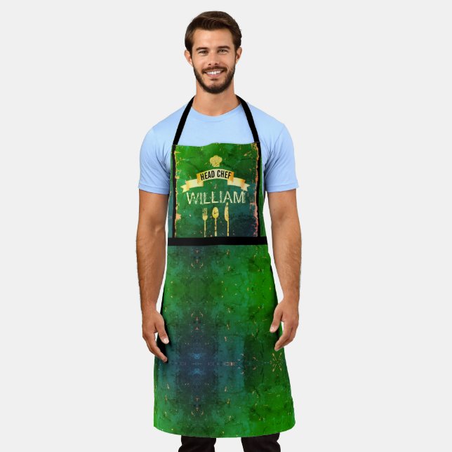 Tablier Chef cuisinière verte (Porté)