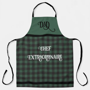 Tablier Chef DAD Extraordinaire Green Buffalo Plaid
