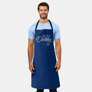 Tablier Chef Daddy Typographie blanche Moderne Bleu
