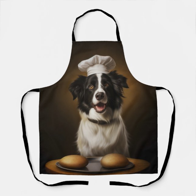Tablier Chef de chien Collie Bordure (Recto)