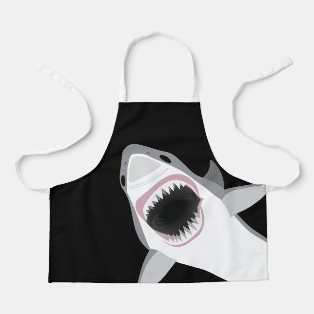Tablier Chef Garçon drôle Grande attaque de requin blanc (Recto)