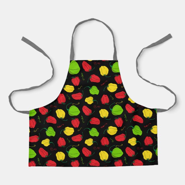 Tablier Chef jamaïcain Scotch Bonnet Chili Peppers Motif (Recto)