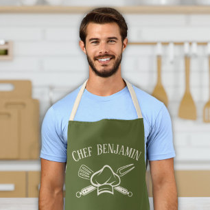 Tablier Chef masculin Nom personnalisé Cuisine barbecue ta