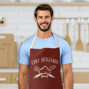 Tablier Chef masculin Nom personnalisé Cuisine barbecue ta