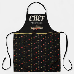 Tablier Chef noir Truite de mer Pêche à la mouche Pêcheurs