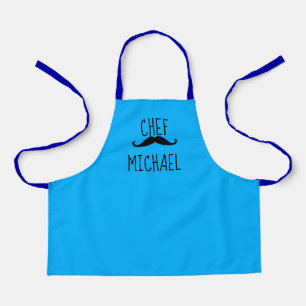 Tablier Chef personnalisé Moustache Illustration bleu